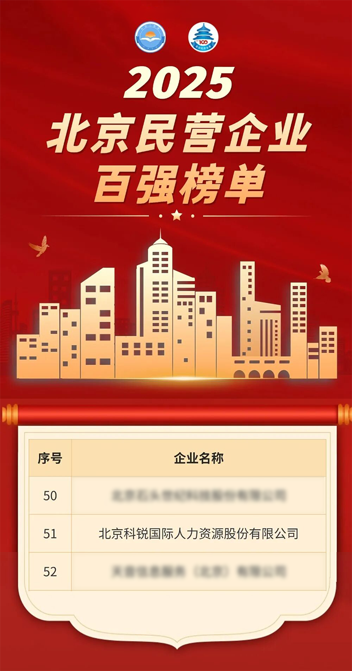人力资源公司Ebpay(中国)国际荣登北京市工商联发布的2025北京民营企业百强榜单